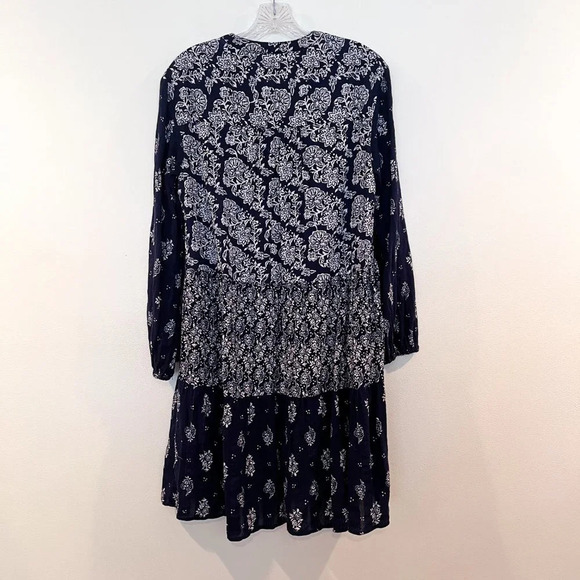 Maeve Anthropologie Navy Paisley Bohemian Floral Peasant Tunic Mini Dress XS - Picture 9 of 9